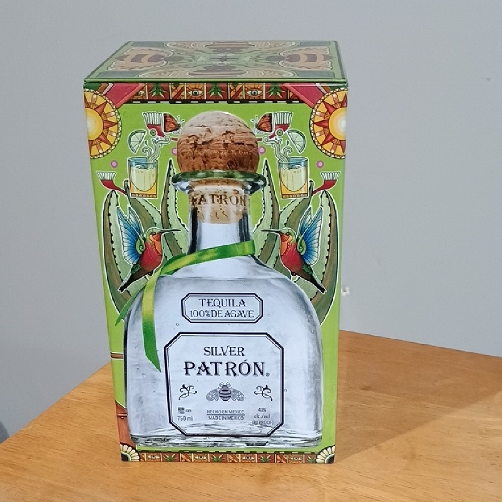 Patrón Silver Tequila Box with Colorful Design